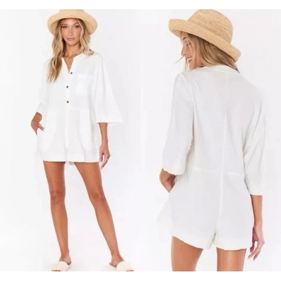 Show Me‎ Your Mumu White Cannon Denim Romper - Size XL - Picture 2 of 9